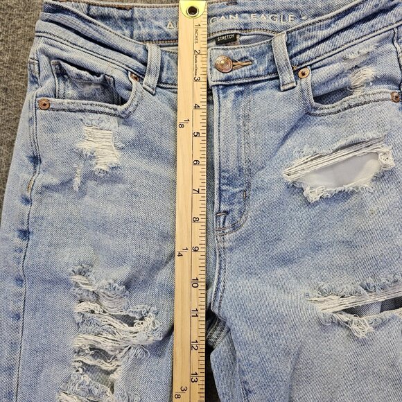 American Eagle Jeans Womens Size 000 Light Wash Mom Jean Stretch Distressed - Picture 11 of 12